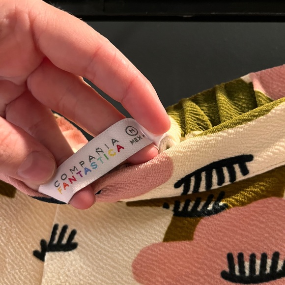 Pink green and white retro pattern trousers - Picture 4 of 4